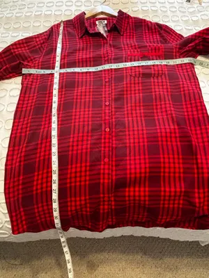 Victoria's Secret Red Plaid Full Button Nightgown Sleep Shirt Long Sleeves Large thumbnail 6