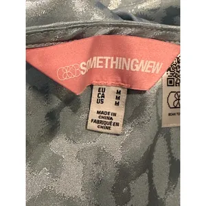 Something New Women's Mia Leopard Print Satin Blue Skirt Side Slit M NWOT thumbnail 8