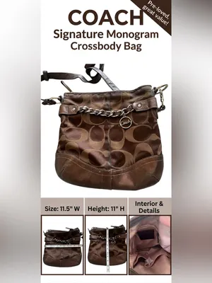 Coach F19730 Signature Optic Chain Crossbody /‎ Shoulder Bag – Chocolate Brown thumbnail 2