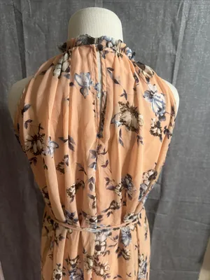 Pinkblush Peach Floral Halter Midi Dress thumbnail 10