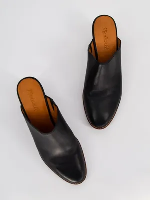 Madewell The Harper Mule Womens 8.5 Black Almond Toe Leather Stacked Block Heel thumbnail 3