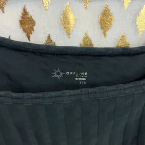 Aerie offline crop top black ribbed striped goth size L thumbnail 3