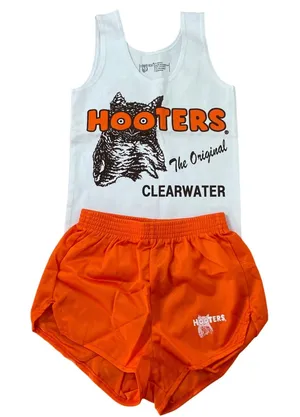 New Women’s Hooters Girl Rare Vintage Uniform Tank Shorts Clearwater FL Xs/Xxxs thumbnail 1