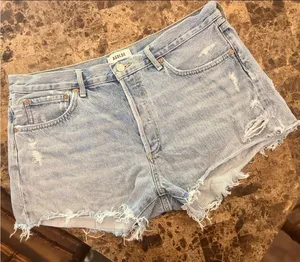 Agolde distressed denim buttonfly jean short size 31 thumbnail 1