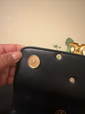 Tory Burch Black Leather Crossbody with Gold Logo Chain thumbnail 9