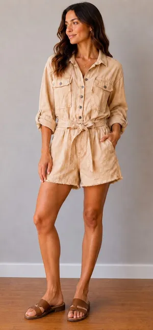 Free People We The Free Marci Coverall Romper Peach XS New‎ With Tags Utility thumbnail 1