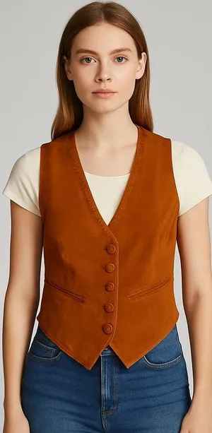 Rafael Suede Vest Rust Brown (Size M) Western Style Boho Size M thumbnail 1