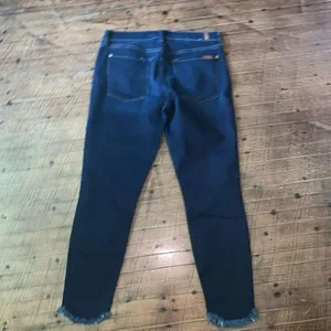 7 for All Mankind dark wash ankle skinny cropped raw hem 31 jeans thumbnail 5