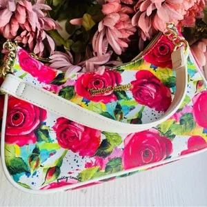 Juicy Couture Rose Print Crescent Shoulder Bag NWT Floral Purse thumbnail 6