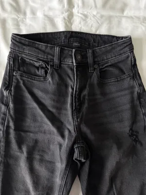 Black AE Stretch High Waisted Ripped Mom Jeans thumbnail 4