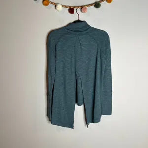 Free People We the Free teal mock neck open back long sleeve ribbed top thumbnail 5