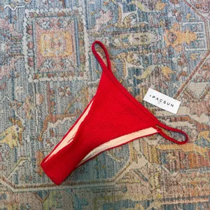 Loverbird PacSun Carmen Red Textured One Shoulder Cutout Bikini Set XS NWT‎ thumbnail 7