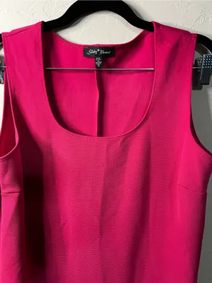 Slinky Brand Fuscia Pink Sleeveless MIDI Dress Casual Resort Summer thumbnail 3