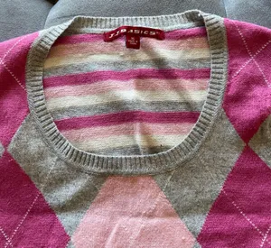 J. J. Basics Vintage y2k argyle pink and grey vest size small thumbnail 3