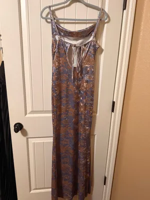 Velvet Floral Cowl Neck Maxi Dress thumbnail 5