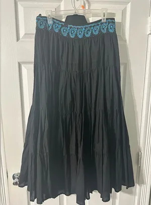 Issue New York Whimsy‎ Tiered Maxi Skirt Blue Size 12 thumbnail 1