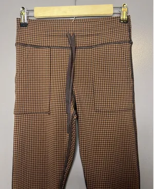 OFFLINE By Aerie Leggings Womens Medium Brown Houndstooth Stretch Ankle Pants thumbnail 1