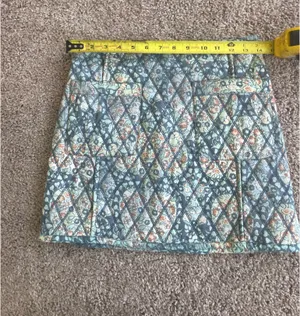 Free People Mini Skirt Quilted Darla Sz X-Small baby blue Floral Pockets Boho cottage core thumbnail 9