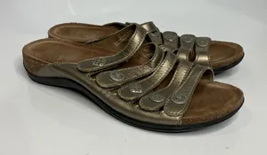 Dansko Janie slide sandals gold bronze metallic‎ leather Strappy women's size 41 thumbnail 1