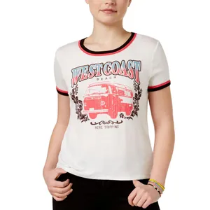 Rebellious One Juniors West Coast Ringer T-Shirt Tee Graphic Ivory Off White M thumbnail 5