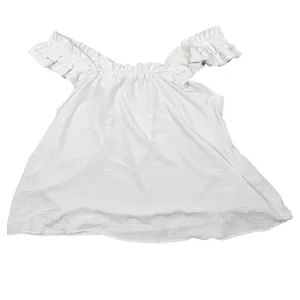 Ruffle Strap Tank Top Womens Large White Sleeveless Square Neck Flowy Blouse thumbnail 5