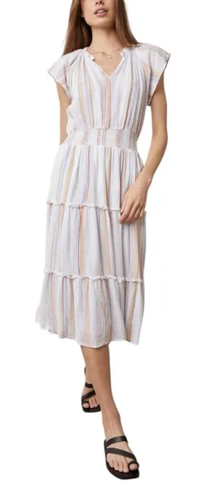 Rails Linen Amellia Dress Merida Stripe Linen Blend‎ Tiered Midi Boho Small $228 thumbnail 1
