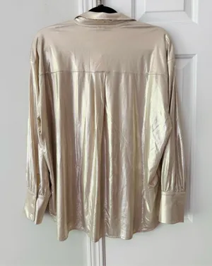 Anthropologie Liquid Shine Buttondown Shirt, Size LP thumbnail 11