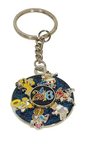 Disney Keychain Metal Turning Motion 2016‎ Mickey Minnie Donald Goofy Pluto thumbnail 1