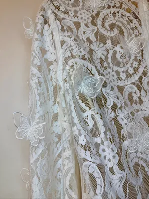 INA White Lace High Neck Blouse 3D Butterflies Size L Back Zipper thumbnail 10