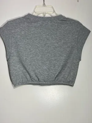 Alo Yoga Womens Short Sleeve Dreamy Crop Top - Dove Heather Grey size S thumbnail 9