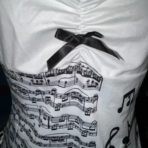 White music note piano key ruffle camisole top thumbnail 5