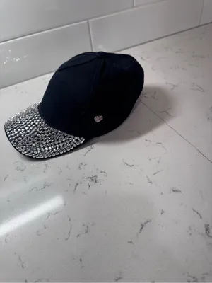 Juicy Couture Black Baseball Cap Hat Rhinestone Studded Brim thumbnail 2