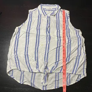 beachlunchlounge Men's Blue and White Striped Sleeveless Shirt thumbnail 4
