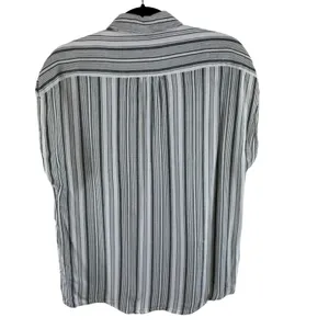 Anthropologie‎ WAYF Striped Lightweight Sleeveless Collared Rayon Button Up Sz L thumbnail 2