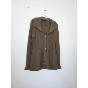 Calvin Klein Olive Green Knit Cardigan Sweater Ribbed Cozy Preppy Academia Large thumbnail 2
