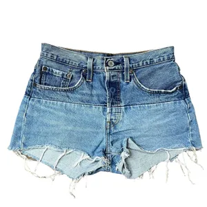 Levis Size 27 501 150 Pieced Shorts Original High Rise Denim Distressed Blue thumbnail 3