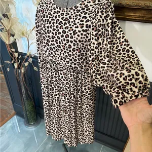 Uncle Frank Leopard Print Puff Sleeve Babydoll Midi Dress Sz XS 💛🍄 thumbnail 4