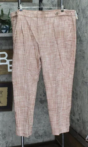 NWT Cj Banks Size Textured Relaxed Fit High Rise Trousers 5331 16W Brown Red thumbnail 1