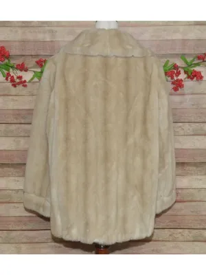 Vintage Dubrowsky & Joseph Faux Fur Coat Size 14 Cream Beige Plush Mod Jacket thumbnail 9
