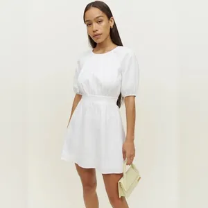 NWT Reformation Irwin mini dress backless size 12 white linen thumbnail 3