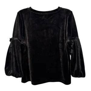 Karl Lagerfeld Paris Black Velvet Bow Sleeve Top XL L8WH9846‎ thumbnail 8