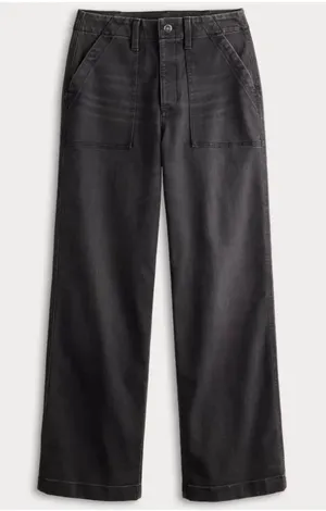 Sonoma high rise utility black wash straight crop Jean 8 petite thumbnail 1