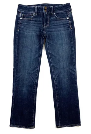 American Eagle Stretch Artist Crop‎ Jean Dark Was Denim Womens Size 0 thumbnail 1