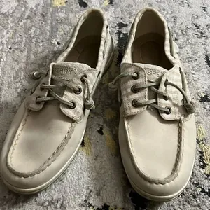 Sperry leather fabric striped boat shoes size 8.5 thumbnail 1