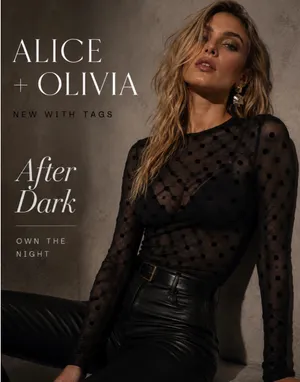Alice + Olivia NWT Black Flocked Polka Dot Semi Sheer Mesh Long Sleeve Top M thumbnail 2