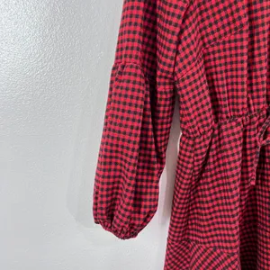 BloomChic Red Gingham Plaid Button Front Mini‎ Dress Women 12/UK 16 Peplum Waist thumbnail 6