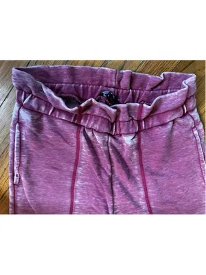 7 For All Mankind French Terry Acid Wash Set Blush Rouge Paperbag Joggers Medium thumbnail 3