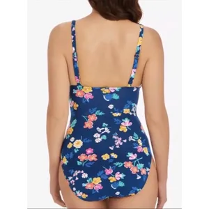 Vera Bradley Sea Tea Amanda Cutout One Piece Swimsuit Large Blue Floral Swimsuit thumbnail 2