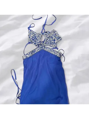 Starlet Embellished Cutout Mini Dress Blue NWT Size US 2 thumbnail 2