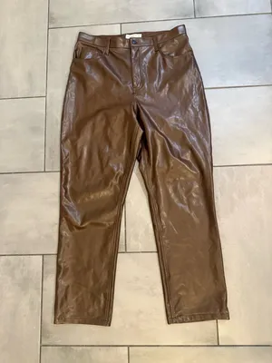 Abercrombie and Fitch High Rise 90s Straight Vegan Leather Pant thumbnail 2